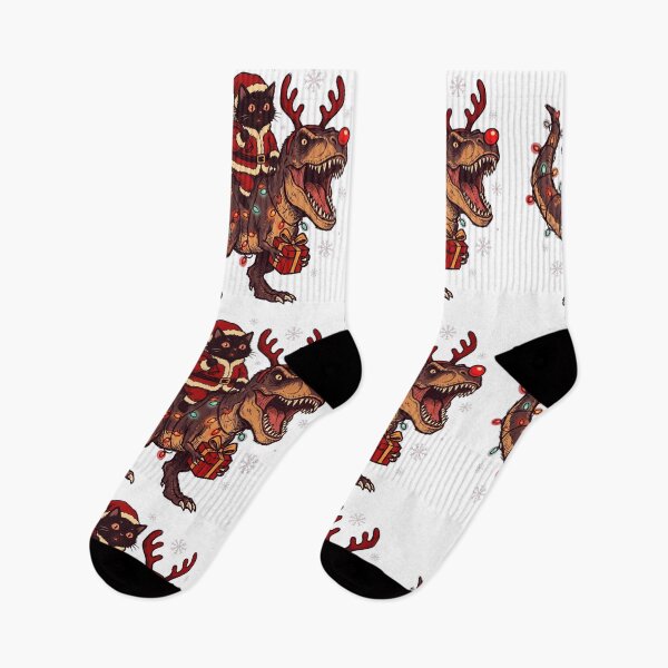 Item preview, Santa Cat Riding A Christmas Dinosaur designed and sold by DariaDoodleArt.