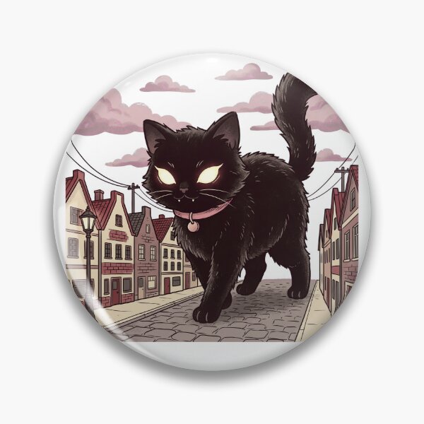 Item preview, Vintage Black Cat Cobbled Street Scene designed and sold by DariaDoodleArt.