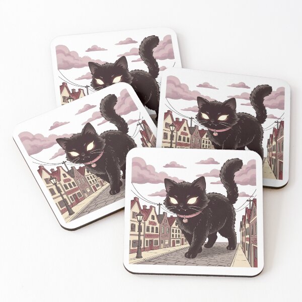 Item preview, Vintage Black Cat Cobbled Street Scene designed and sold by DariaDoodleArt.