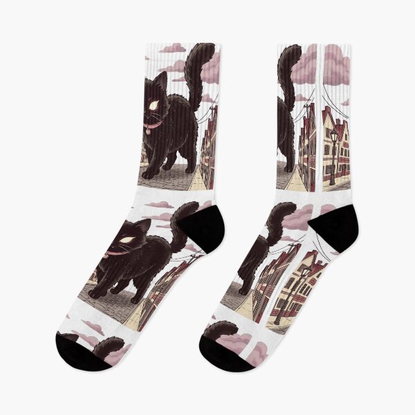 Item preview, Vintage Black Cat Cobbled Street Scene designed and sold by DariaDoodleArt.