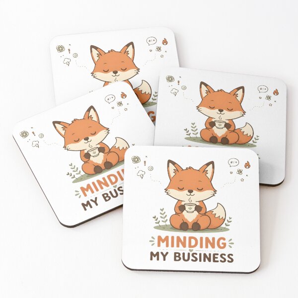 Item preview, Mind Your Business Fox – Funny Cute Fox Drinking Tea Introvert Humor designed and sold by dreamz-world.
