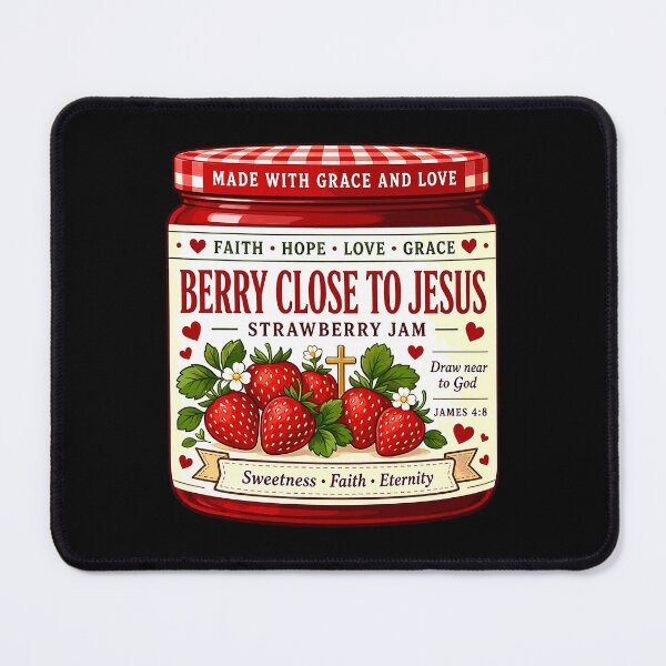 Item preview, Berry Close to Jesus Strawberry Jam – Cute Christian Faith designed and sold by plushism.