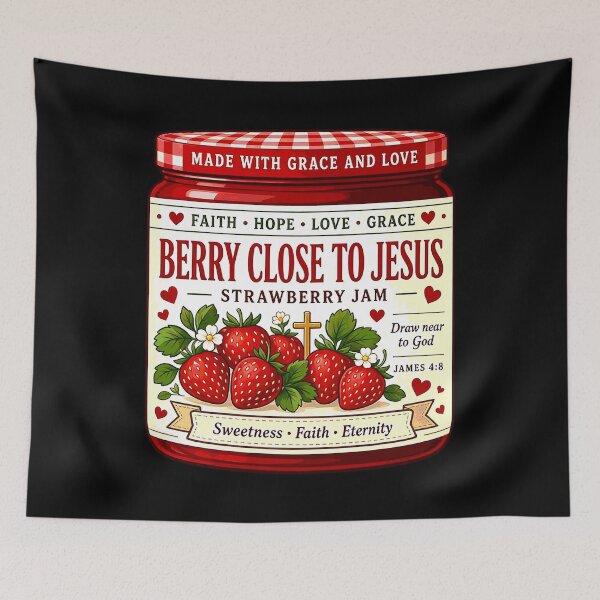 Item preview, Berry Close to Jesus Strawberry Jam – Cute Christian Faith designed and sold by plushism.