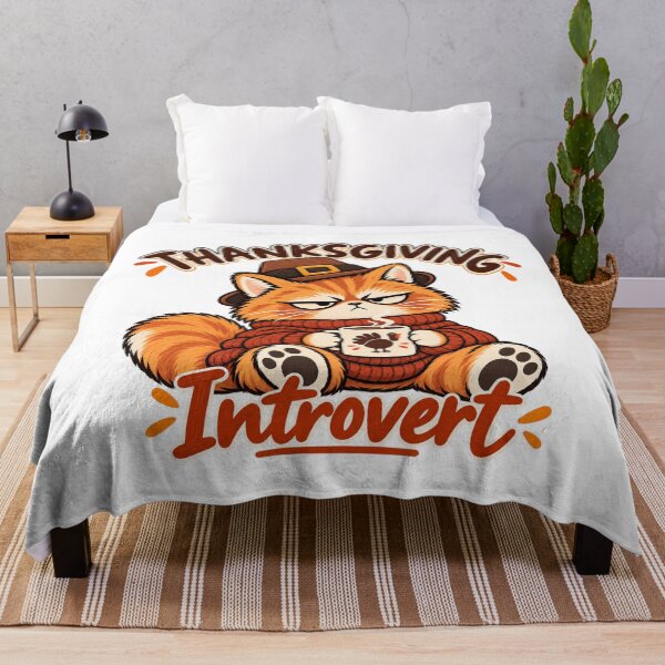 Item preview, Funny Thanksgiving Cat – Introvert Fall T-Shirt designed and sold by The Silly Grumpy Society.