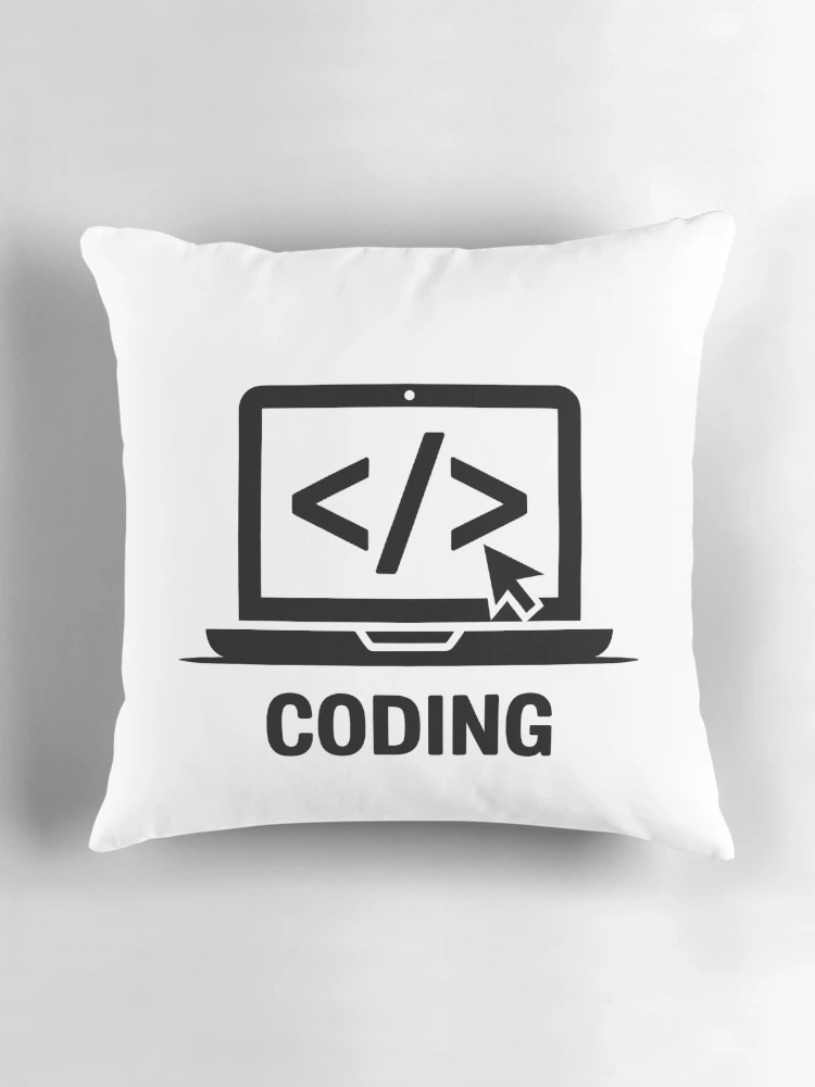Thumbnail 3 of 4, Pillow, Coding Laptop Code Brackets Programmer Developer Gift designed and sold by LoFizzy.