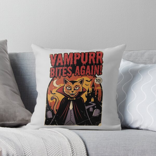 Item preview, Vampurr Bites Again Retro Halloween Vampire Cat Gift designed and sold by by-the-tree.