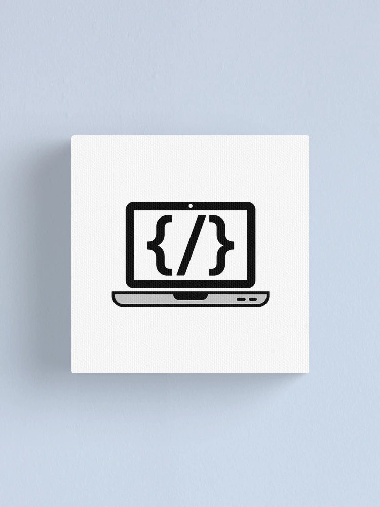 Thumbnail 1 of 3, Canvas Print, Coding Laptop Code Brackets Programmer Developer Gift designed and sold by LoFizzy.