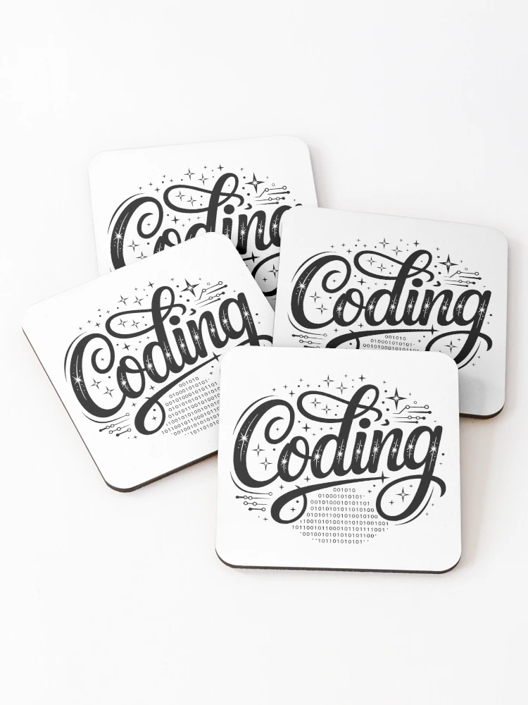 Thumbnail 1 of 5, Coasters (Set of 4), Coding Code Brackets Programmer Developer Gift designed and sold by LoFizzy.