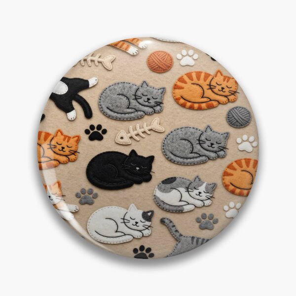Item preview, Cute Felt Cats Craft Seamless Pattern Beige Kitten Graphic designed and sold by  One City Two Children Studio.
