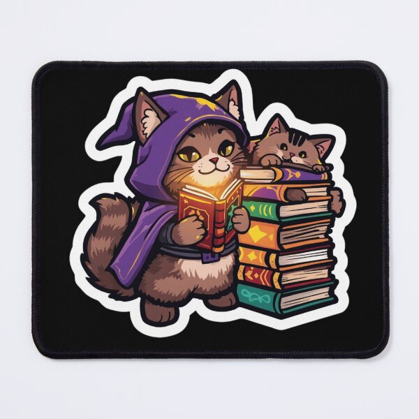 Item preview, Magical Library Bookworm Cat Fantasy Art designed and sold by KarimXart.