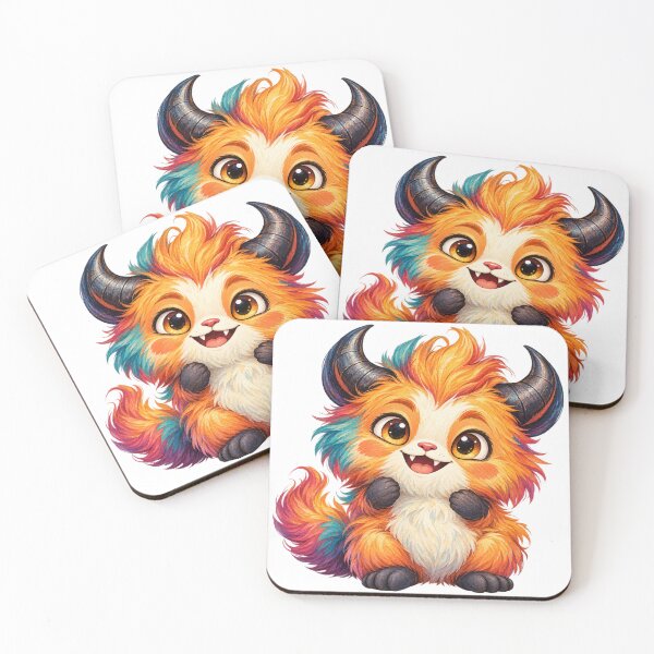 Item preview, Cute Orange Horned Monster – Colorful Fluffy Fantasy Creature Art designed and sold by KateVil.