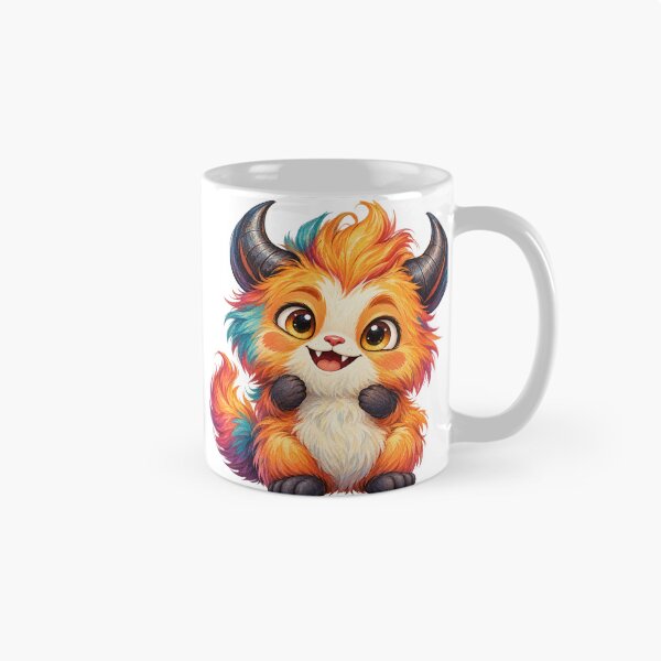 Item preview, Cute Orange Horned Monster – Colorful Fluffy Fantasy Creature Art designed and sold by KateVil.
