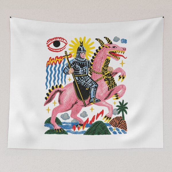 Item preview, Knight Riding a Pink Dragon Psychedelic Fantasy designed and sold by egabilo.