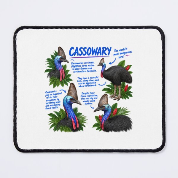 Item preview, Cassowary Animal Facts Illustration - Unique Wildlife Design ⭐⭐⭐⭐⭐ designed and sold by dylovastuff.