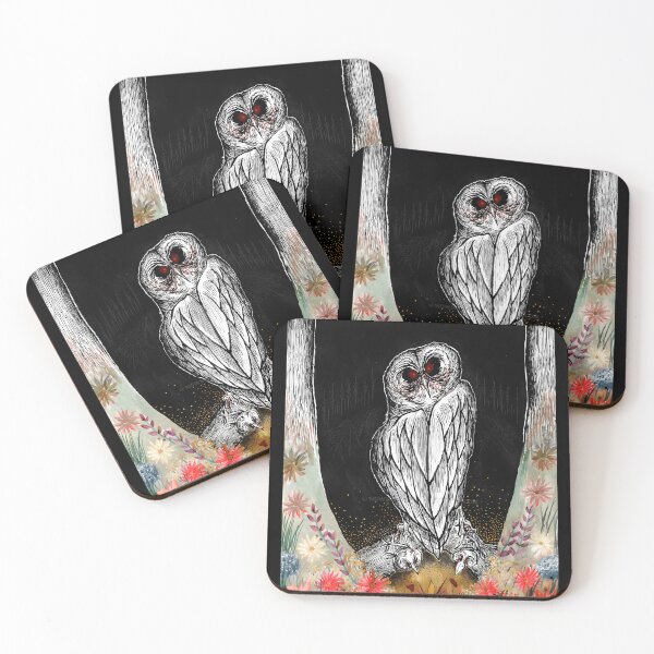 Item preview, Dark Gothic Owl with Red Eyes and Flowers Illustration designed and sold by Baby-Care.
