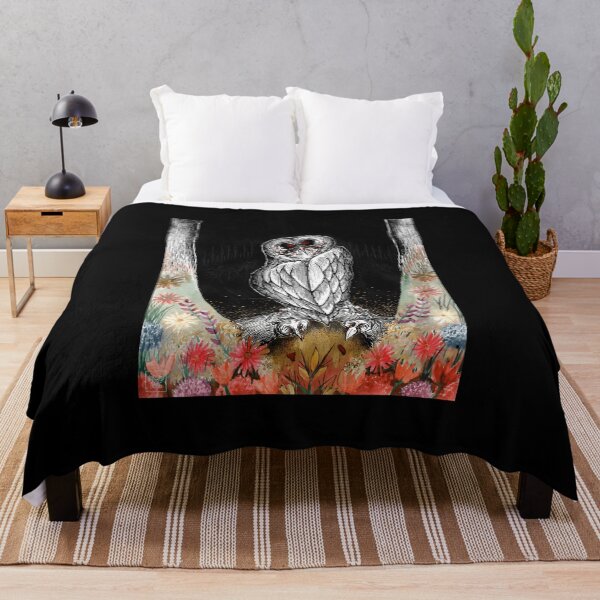 Item preview, Dark Gothic Owl with Red Eyes and Flowers Illustration designed and sold by Baby-Care.