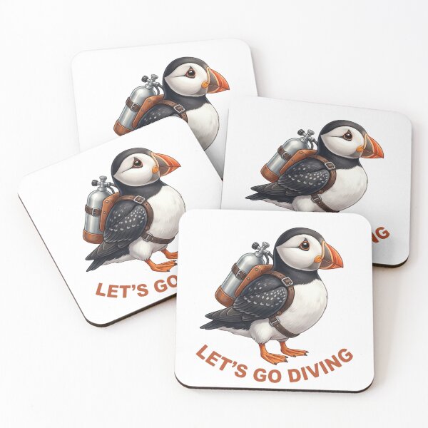 Item preview, Let’s Go Diving Puffin Scuba Diver Ocean Bird Marine Life Lover designed and sold by raedattia.