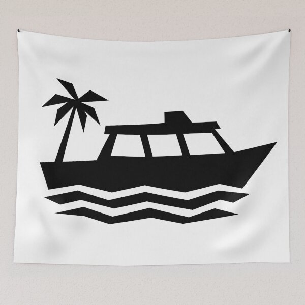 Item preview, Tropical Motorboat – Geometric Boating Art designed and sold by matybrak.