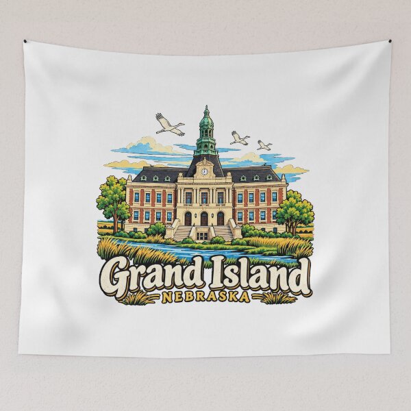 Item preview, Hand Drawn Grand Island Nebraska Travel Souvenir Landmark Gift designed and sold by MichaeIRellov.