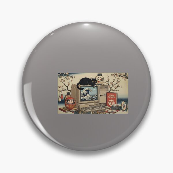 Item preview, Retro Cat PC Japanese Wave Study-7 designed and sold by IreneEngstrom.