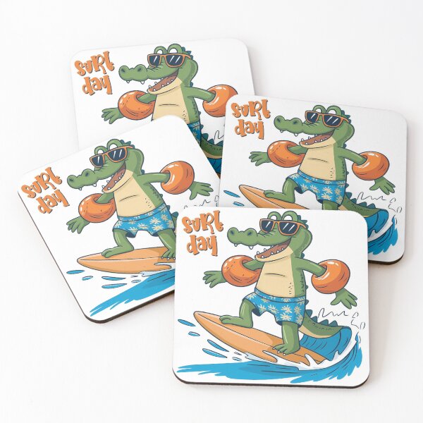 Item preview, Cool Surfing Alligator with Sunglasses – Funny Summer Surf Day Cartoon designed and sold by Lunviko49.