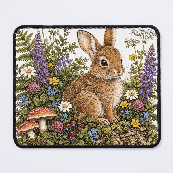 Item preview, Vintage Rabbit Woodland Wildflower Botanical Illustration designed and sold by lovepower.