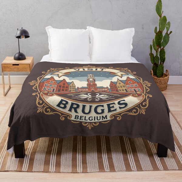 Item preview, Visit Bruges Belgium Belfry and Swans Vintage Badge designed and sold by AIG - Andrei Ilie Graphics.