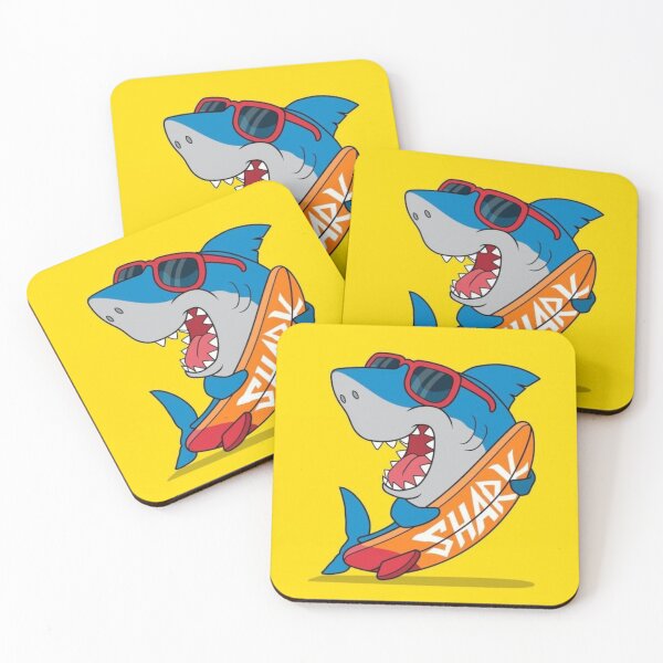 Item preview, Cool Blue Shark with Sunglasses and Surfboard – Funny Summer Surfing Art designed and sold by Lunviko49.