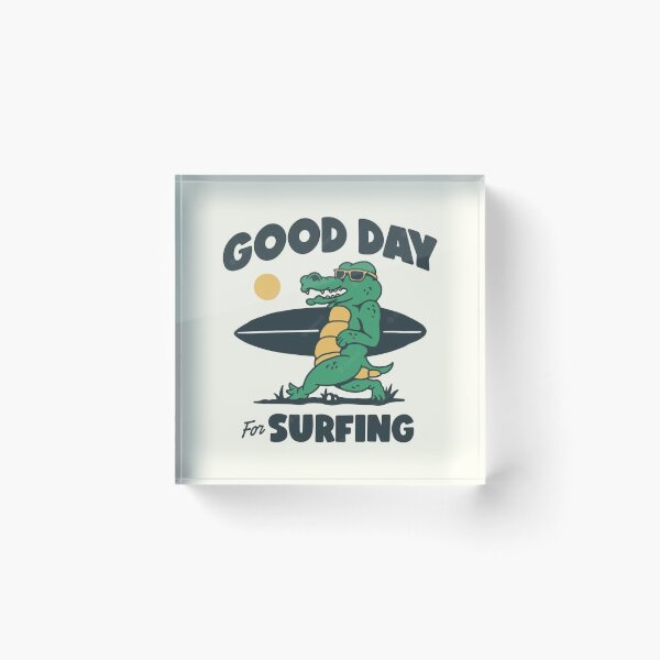 Item preview, Good Day for Surfing – Cool Alligator with Surfboard Retro Beach Art designed and sold by Lunviko49.