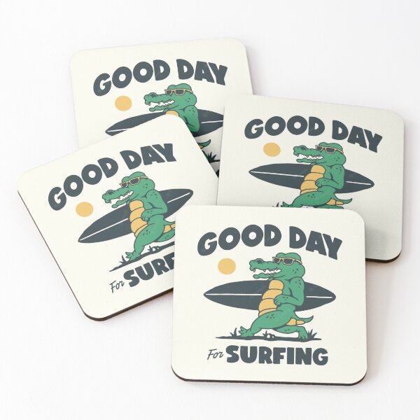 Item preview, Good Day for Surfing – Cool Alligator with Surfboard Retro Beach Art designed and sold by Lunviko49.