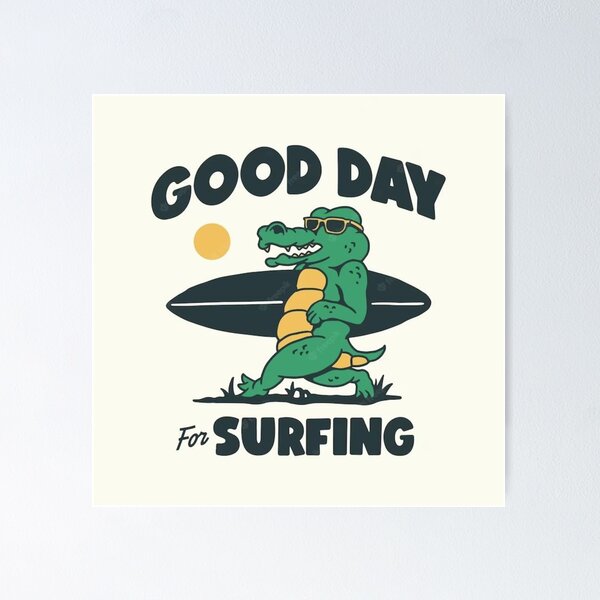 Item preview, Good Day for Surfing – Cool Alligator with Surfboard Retro Beach Art designed and sold by Lunviko49.