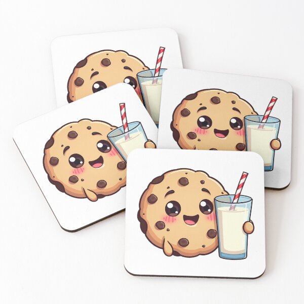 Item preview, Cute Chocolate Chip Cookie with Milk – Kawaii Food Art designed and sold by Sed94.