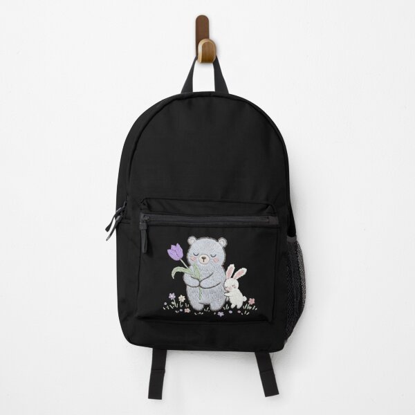 Item preview, Embroidered Bear & Bunny Hug - Cute Floral Embroidery Art designed and sold by Driesman.