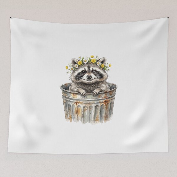 Item preview, Proud Floral Crown Raccoon Watercolor Art designed and sold by Digitalphoto4u.