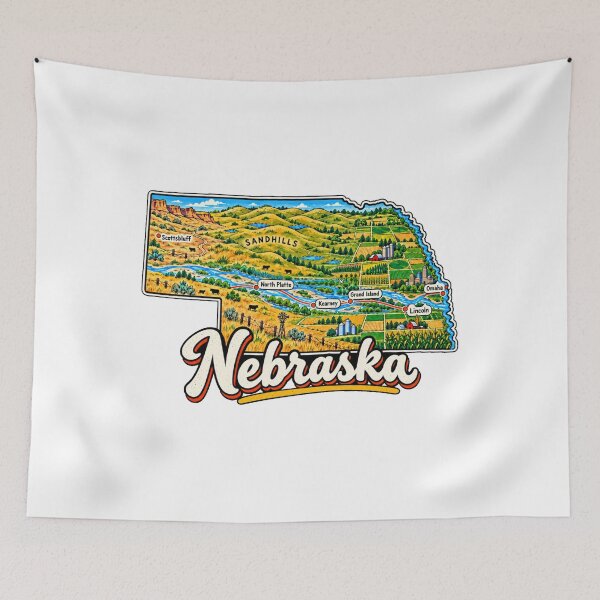 Item preview, Hand Drawn Nebraska Travel Souvenir Landmark Gift designed and sold by MichaeIRellov.