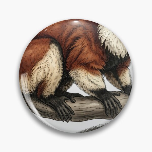 Item preview, Vintage Naturalist Red Ruffed Lemur on a Branch — Antique Mammal Art designed and sold by Catch333.