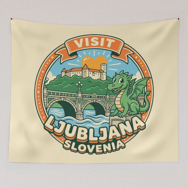 Item preview, Visit Ljubljana Slovenia Dragon and Castle Travel Badge designed and sold by AIG - Andrei Ilie Graphics.