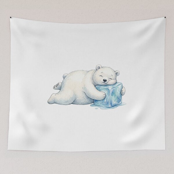 Item preview, Sleepy Polar Bear Hugging Ice Watercolor Art designed and sold by Digitalphoto4u.