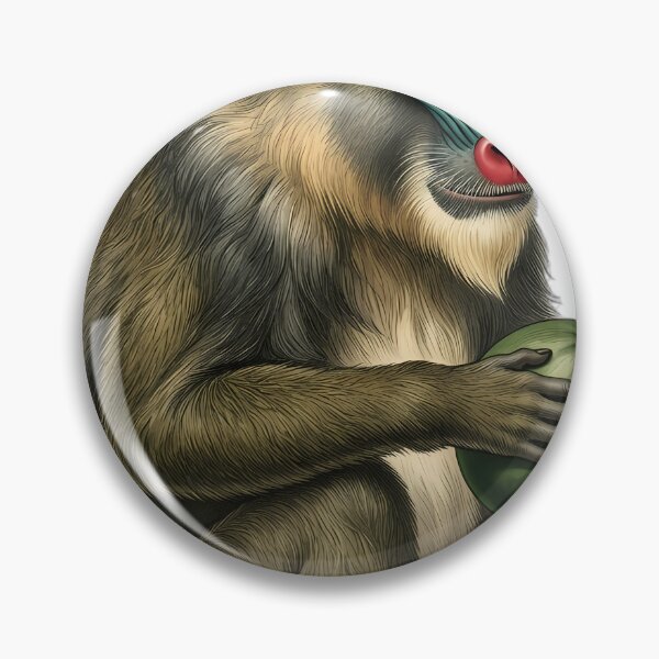 Item preview, Vintage Naturalist Mandrill Holding a Fruit — Antique Mammal Art designed and sold by Catch333.