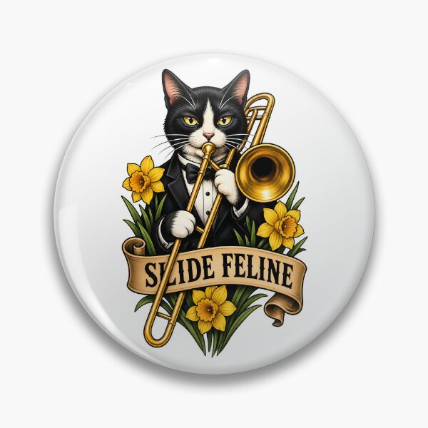 Item preview, Slide Feline Cat Trombone Jazz Music designed and sold by Old's Cool Cat Studio.