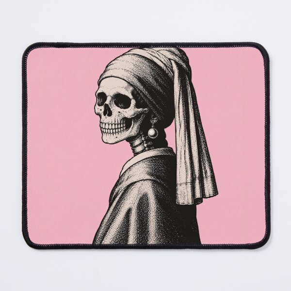 Item preview, "Pastel Macabre Pearl" - Pink Goth Skeleton Earring Parody Art designed and sold by cabuks.