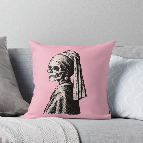 Item preview, "Pastel Macabre Pearl" - Pink Goth Skeleton Earring Parody Art designed and sold by cabuks.