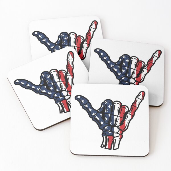 Item preview, Hang Loose Skeleton Hand - American Flag Shaka Sign designed and sold by Marshallamoakohene.