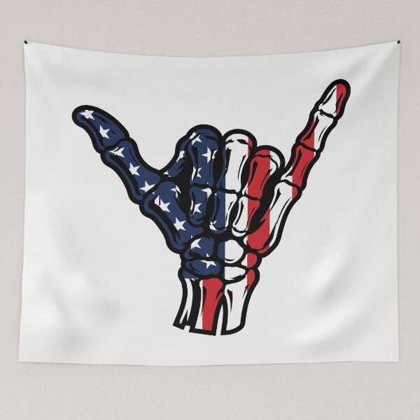 Item preview, Hang Loose Skeleton Hand - American Flag Shaka Sign designed and sold by Marshallamoakohene.