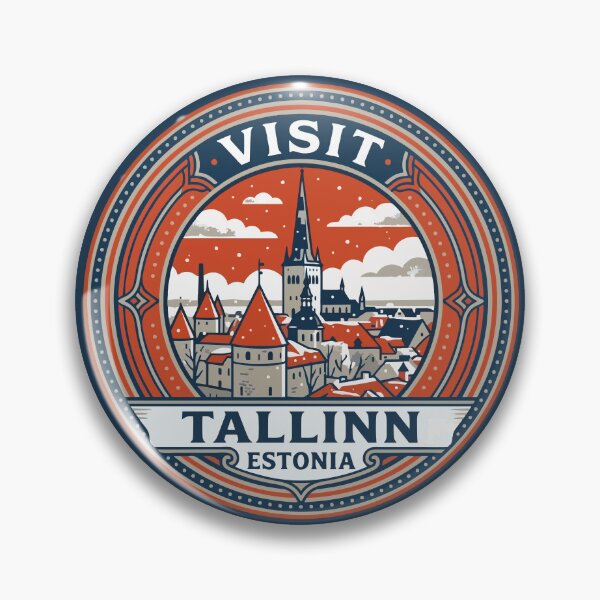 Item preview, Visit Tallinn Estonia Medieval Old Town Vintage Badge designed and sold by AIG - Andrei Ilie Graphics.