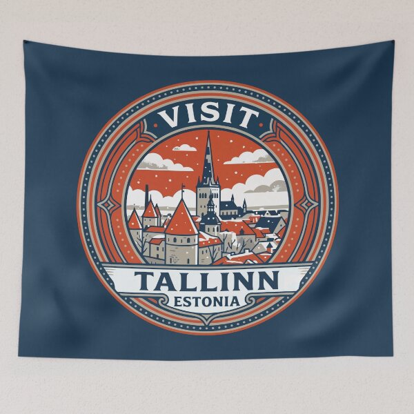 Item preview, Visit Tallinn Estonia Medieval Old Town Vintage Badge designed and sold by AIG - Andrei Ilie Graphics.
