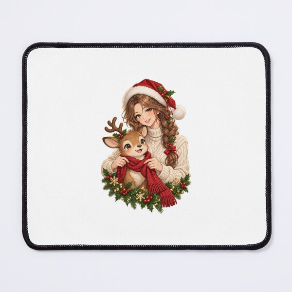 Item preview, Christmas Anime Girl with Cozy Reindeer designed and sold by Krasawcew.