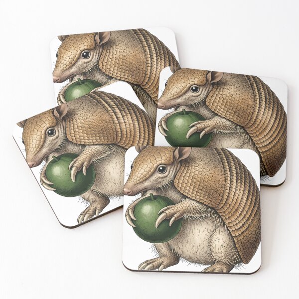 Item preview, Vintage Naturalist Nine-Banded Armadillo Holding a Fruit — Antique Mammal Art designed and sold by Catch333.
