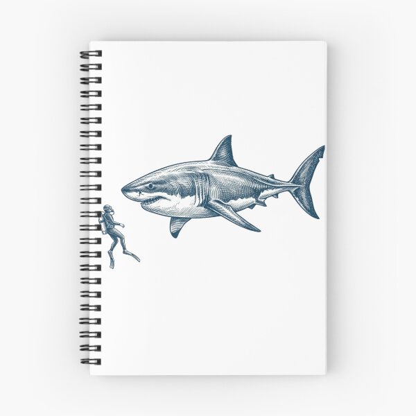 Item preview, Great White Shark and Scuba Diver Vintage Marine Biology Ocean Lover designed and sold by raedattia.