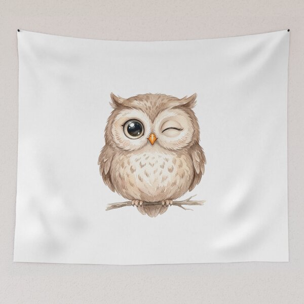 Item preview, Sleepy Chubby Little Owl Watercolor Art designed and sold by Digitalphoto4u.